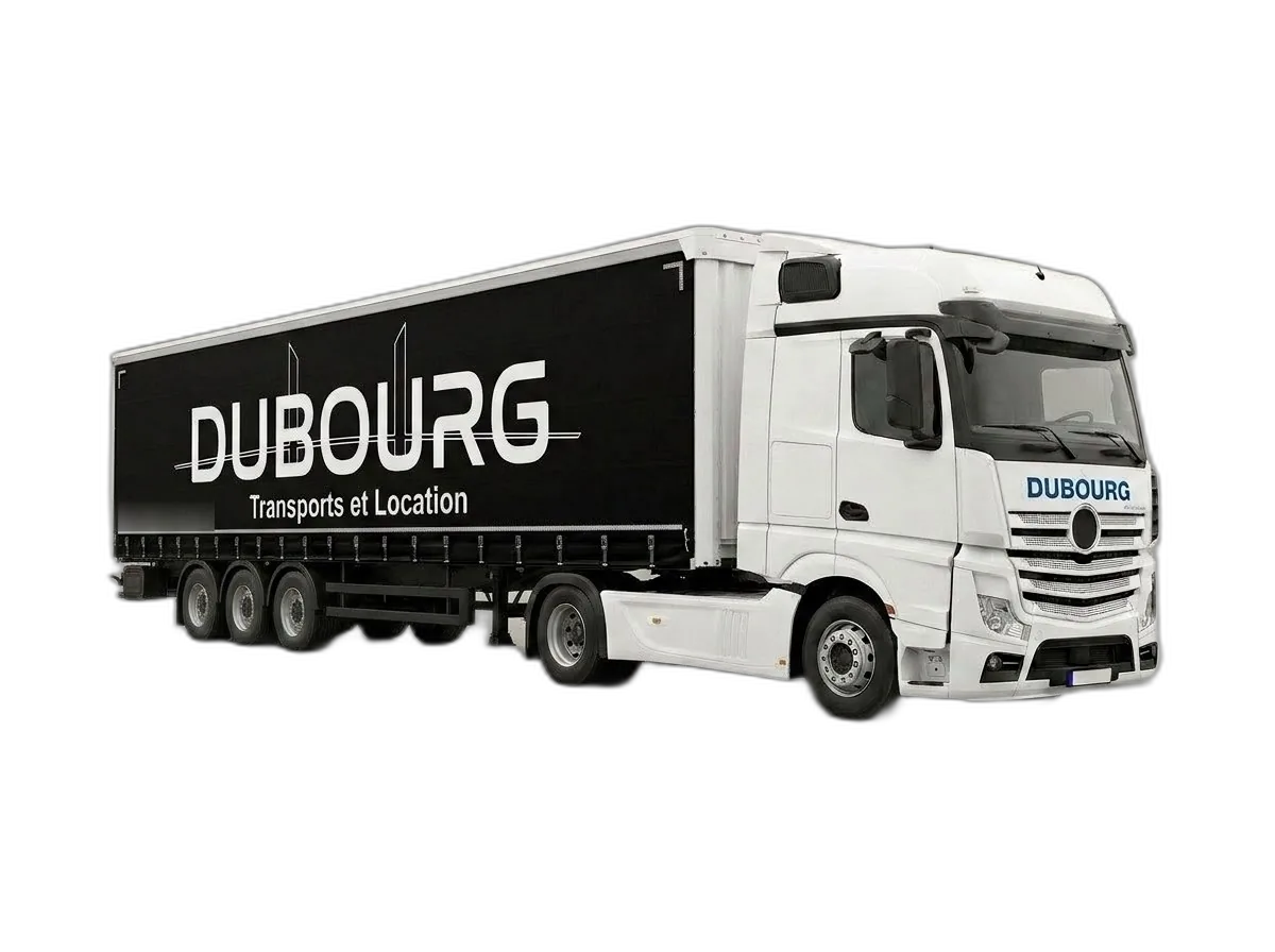 Semi-remorque tautliner à rideaux coulissants, vue de profil